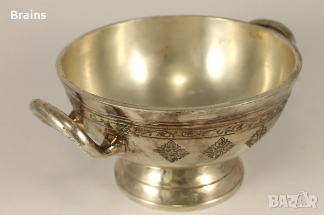 Стара Немска Дебело Посребрена Купа VILLEROY & BOCH 17-18, снимка 3 - Антикварни и старинни предмети - 53151111