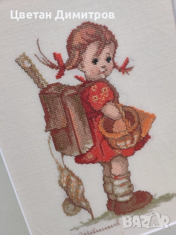 Винтидж гоблен / бродерия,M.J. Hummel , ръчна скоростна , снимка 6 - Гоблени - 54084092