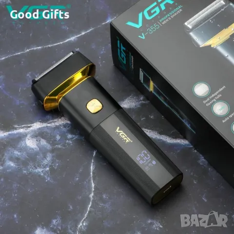 Електрически тример VGR V-355 – Водоустойчив IPX6, двойна глава, LED дисплей, 100 мин работа, снимка 5 - Машинки за подстригване - 50400401