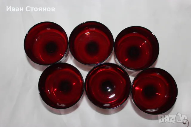 Luminarc Ruby Red – винтидж френски сервиз чаши за сладолед , снимка 3 - Сервизи - 49128323