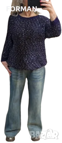 Блуза от рехаво плетиво - лилаво-сребристо букле, снимка 2 - Блузи с дълъг ръкав и пуловери - 49877159