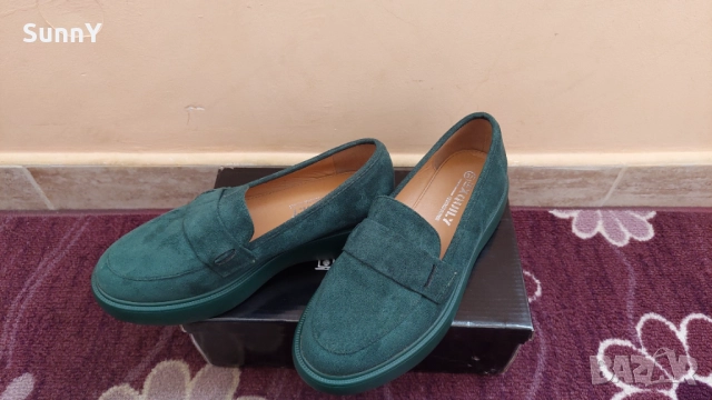 Зелени велурени мокасини, снимка 4 - Дамски ежедневни обувки - 52415912