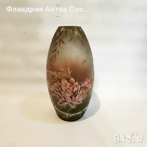 Френска арт нуво ваза в стила на Émile Gallé, снимка 2 - Вази - 49100574