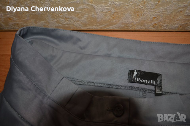 👖 Дамски светлосив сатенен панталон тип потур с басти, XL–3XL , снимка 4 - Панталони - 44567559