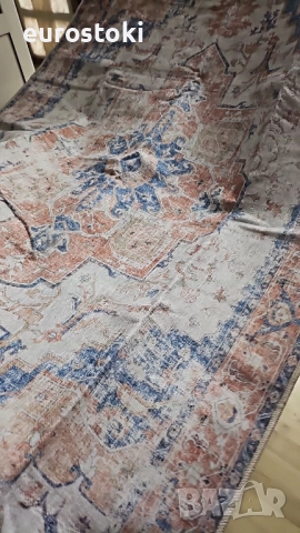 TOPICK Килимче за врата 150 x 90 см, перещ се, супер тънък, сгъваем, винтидж, с къс  косъм, ориентал, снимка 11 - Килими - 51855069