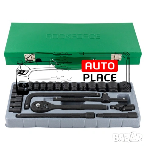 Гедоре с ударни вложки 24 части 1/2 до 32 мм ROCKFORCE, снимка 3 - Гедорета - 53935821