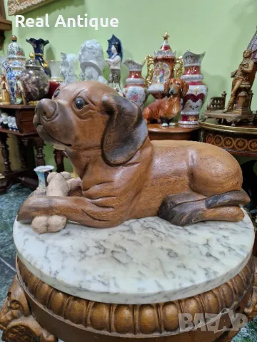 Уникална голяма антикварна колекционерска английска дървена фигура статуетка , снимка 2 - Статуетки - 50153420