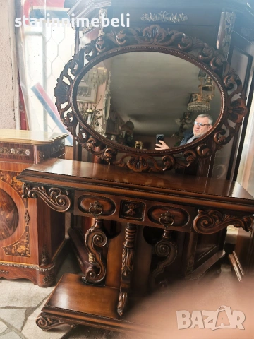 Барокова конзола с огледало , снимка 2 - Секции и витрини - 53980197