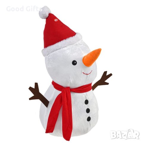 Коледен плюшен снежен човек със звук, 65 см, снимка 2 - Плюшени играчки - 42791520