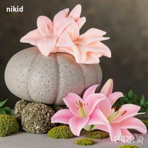 3D Лилиум цвете цветя силиконов молд форма фондан шоколад смола гипс , снимка 3 - Форми - 52137307