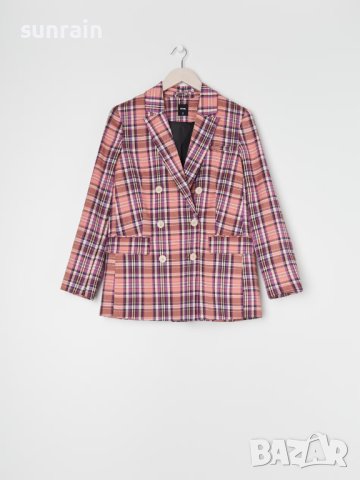 Кариран блейзър с двуредово закопчаване сако