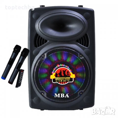 MBA Караоке MBA с 2 безжични микрофона,усилвател 12 инча ЦВЕТОМУЗИКА - ДИСКО СВЕТЛИНИ