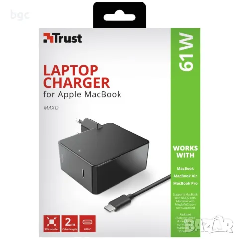 Зарядно устройство за лаптоп Apple MacBook Trust Maxo, 61W USB-C, Съвместимост Apple MacBook, снимка 7 - Лаптоп аксесоари - 49447122