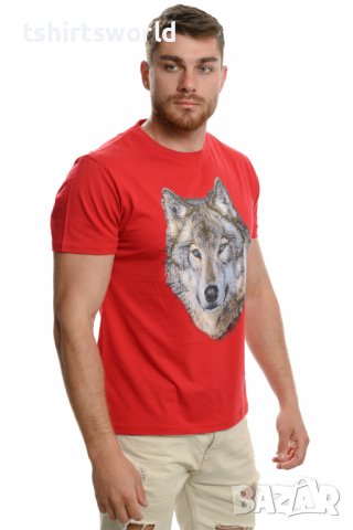 Нова мъжка тениска с трансферен печат Вълк със сини очи, Серия вълци, снимка 6 - Тениски - 37673451