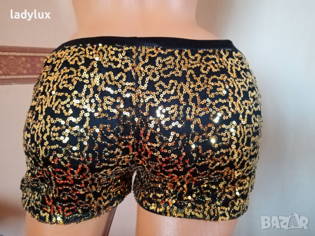 Flowers by Zoe, Къси панталони с мрежа и пайети, Размер S/М. Код 1676, снимка 5 - Къси панталони и бермуди - 36404294