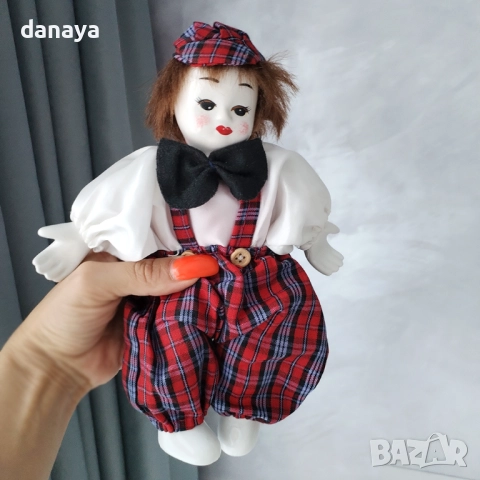 6101 Декоративна ретро кукла Палячо кукла Клоун, 25 см