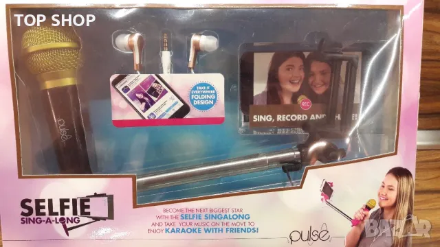 Микрофон със селфи стик и слушалки- вкл. приложение за заснемане на видеоклип, снимка 2 - Образователни игри - 48547764