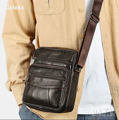 Мъжки ежедневни черни чантички NIUCUNZH* Класически и удобни - естест. кожа!, снимка 2 - Чанти - 53146192