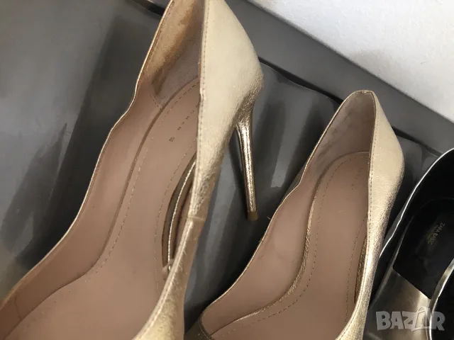 Елегантни метализирани обувки на ток Zara (Златни / Сребърни), снимка 5 - Дамски обувки на ток - 55963612