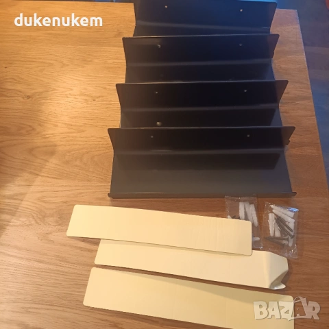 Комплект от 4 броя Плаващи стенни рафтове, черни, снимка 6 - Етажерки - 53229003