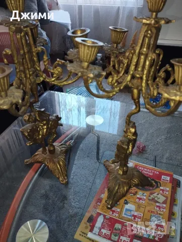 масивни бронзови свещници, снимка 6 - Антикварни и старинни предмети - 47725659