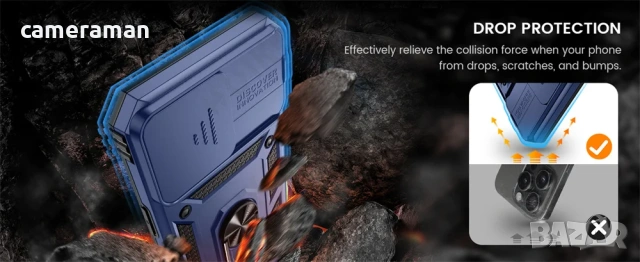 Кейс с протектор за камера HQWear Hybrid Armor Camshield за iPhone 7, снимка 3 - Калъфи, кейсове - 53933904