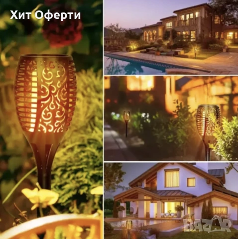 Соларна лампа тип пламък – комплект от 6 бр., снимка 5 - Соларни лампи - 53145809