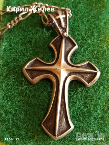 Сребърно колие с висулка кръст символ на духовна сила и закрила перфектно 18702, снимка 6 - Колиета, медальони, синджири - 52987066