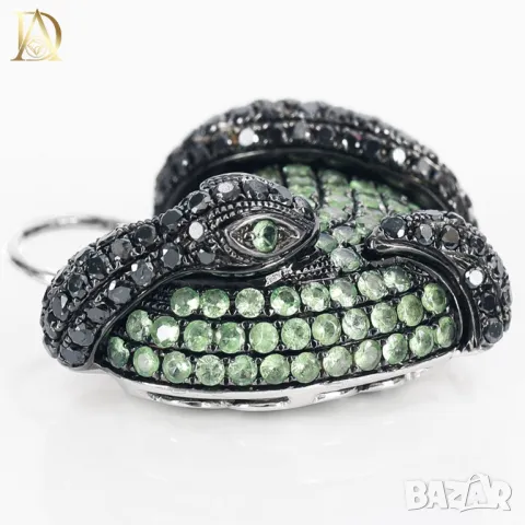 Нова Уникална Златна Висулка с 2.90кт Естествени Диаманти и Изумруди, снимка 2 - Колиета, медальони, синджири - 48465924