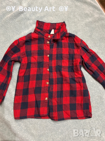 Дънки с червена риза HM, 86 (12-18), снимка 6 - Бебешки дънки - 44708552
