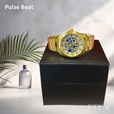 Луксозни златисти мъжки часовници с римски цифри, снимка 3 - Мъжки - 52055325