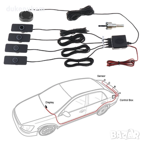 Паркинг сензори за кола с 4 ултразвукови датчика, със зумер, снимка 2 - Аксесоари и консумативи - 51755991