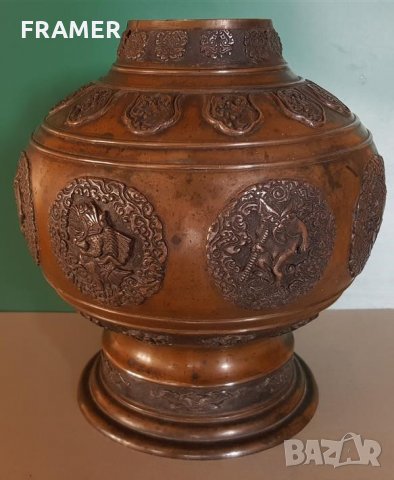 200 годишна - 18ти век колекционерска Китайска бронзова ваза, снимка 5 - Вази - 31457971