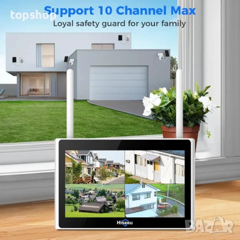 НОВА, НЕРАЗОПАКОВАНА, соларна система за видеонаблюдение Hiseeu 10 канална +1TB HDD 4MP, нощно.,., снимка 2 - Комплекти за видеонаблюдение - 50556226
