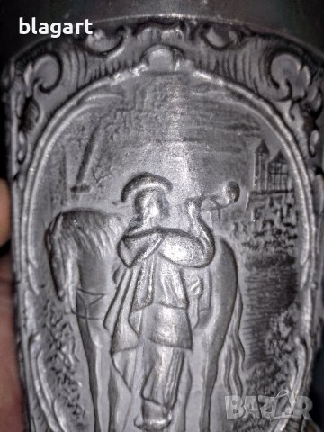 Релефна Чаша,бокал -калаено-сребърна сплав, снимка 10 - Други ценни предмети - 39284673
