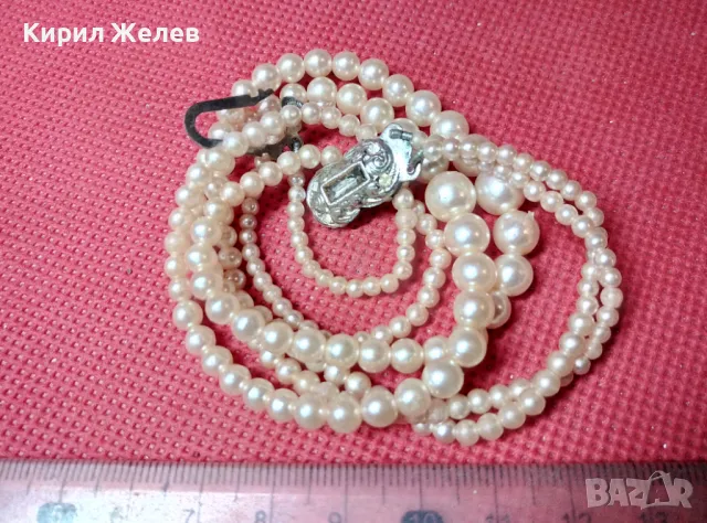 СТАР ДВУРЕДЕН ПЕРЛЕН ГЕРДАН ОГЪРЛИЦА ЧЕШКИ ПЕРЛИ с КРАСИВА ПОСРЕБРЕНА ЗАКОПЧАЛКА РЕТРО КОЛИЕ 27635