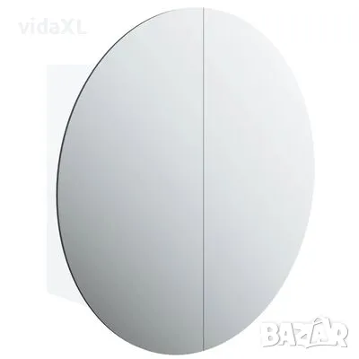 vidaXL Шкаф за баня с кръгло огледало и LED, бял, 47x47x17,5 см(SKU:345583), снимка 1 - Огледала - 48824510