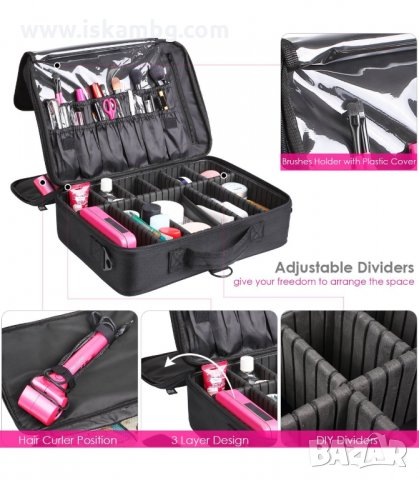 2В1 ПРОФЕСИОНАЛЕН КУФАР-ОРГАНАЙЗЕР С 3 ОТДЕЛЕНИЯ ЗА КОЗМЕТИКА - код 2181, снимка 7 - Куфари - 33947757