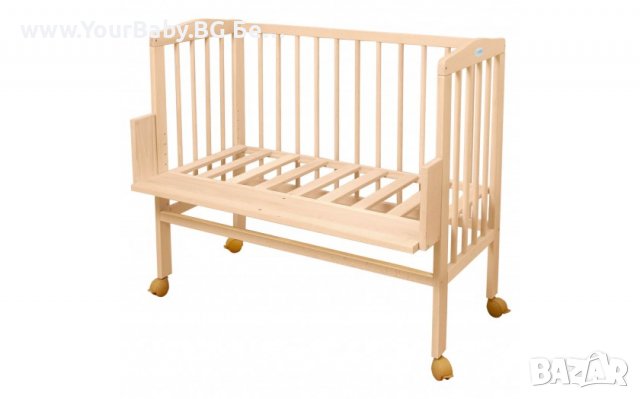 Странично Легло 2в1 тип "Next to Me" с Матрак - Цвят Натурален, снимка 2 - Бебешки легла и матраци - 36570231