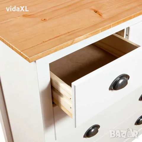 vidaXL Сайдборд Hill бял 79x40x80 см борово дърво масив, снимка 5 - Бюфети - 56146491
