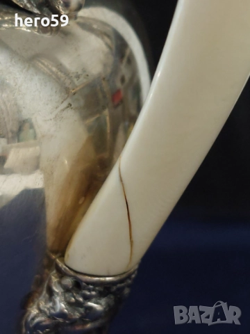 Сребърна кана с дръжка от слонова кост, сребро 800,вместимост 500мл.сребърна чаша, снимка 8 - Аксесоари за кухня - 51563660