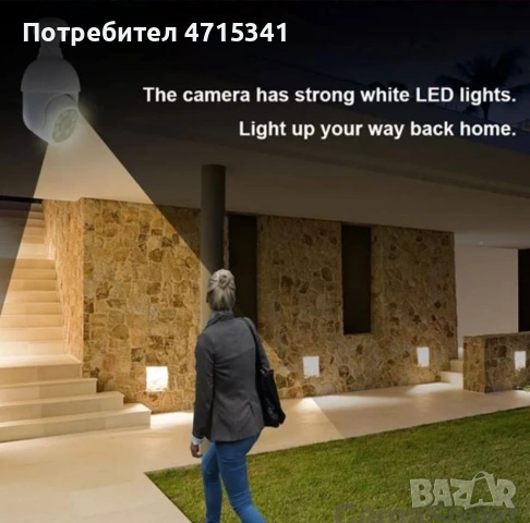 Куполна Wi-Fi камера под формата на крушка, снимка 4 - HD камери - 53190528