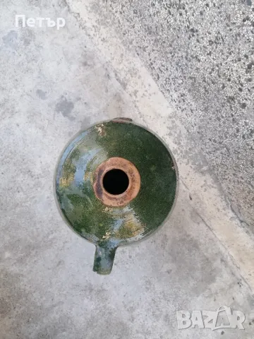 Продавам голям красив зелен антикварен глинен съд / бутилка /стомна, снимка 4 - Антикварни и старинни предмети - 49079564