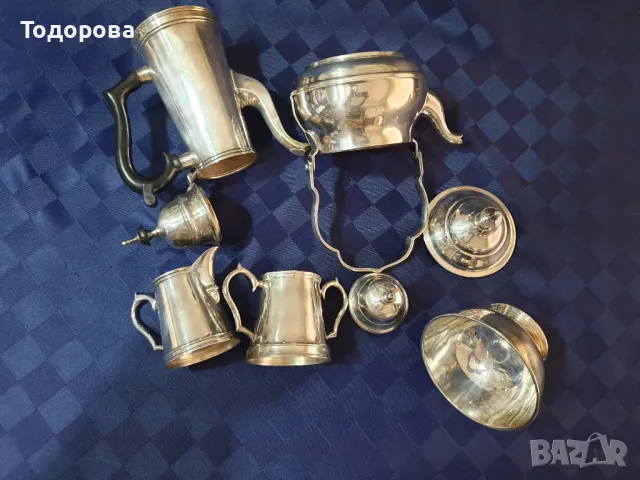 Масивен посребрен сервиз - 5 части, снимка 6 - Антикварни и старинни предмети - 50052819