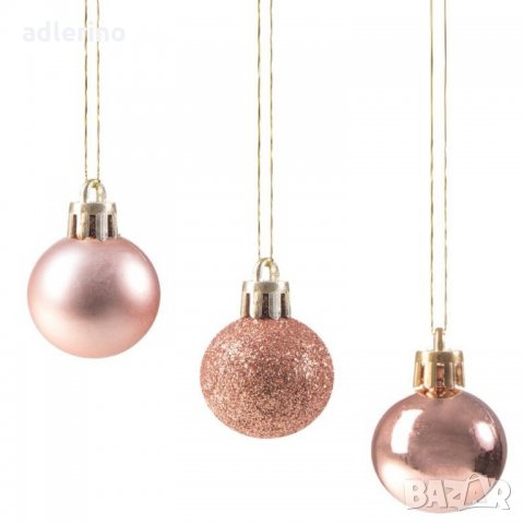 Топки за елха, 12 броя, златисто розово, пластмаса, Коледна декорация, Новогодишна декорация, снимка 3 - Други - 34926117