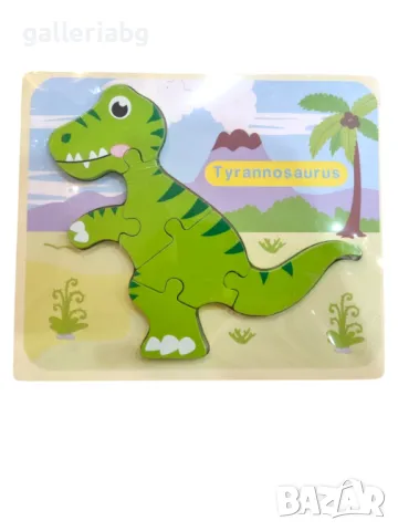 Дървен пъзел динозавър 3D пъзел мозайка 3Д