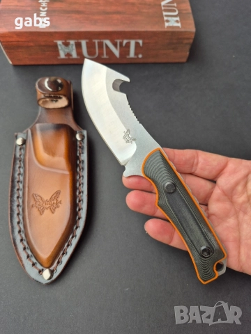 Нож Benchmade 15018 Hunt Saddle Mountain Skinner с кожена кания, снимка 11 - Ножове - 52309638