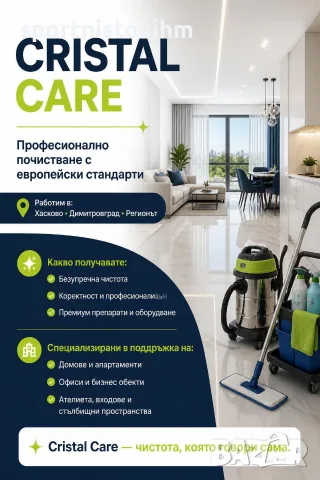 Фирма за професионално почистване Cristal Care - Хасково 