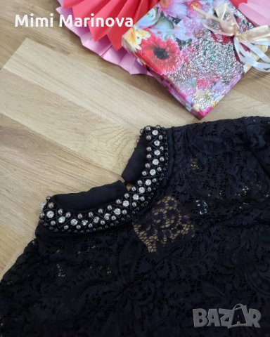 Черна дантелена блузка Dolce and Gabbana , снимка 2 - Корсети, бюстиета, топове - 30579498