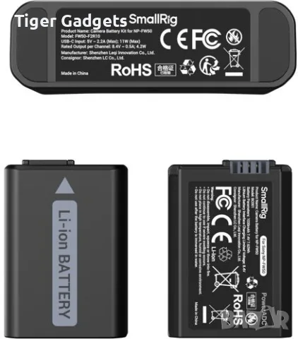 SmallRig Turbo Charging Kit 5488 за Sony NP-FW50 – 2 батерии 1030mAh и двойно бързо зарядно, снимка 5 - Батерии, зарядни - 56083915